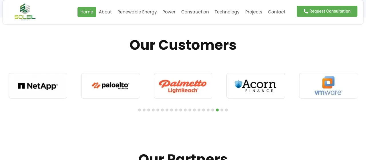 Our Customers logo carousel on the current site