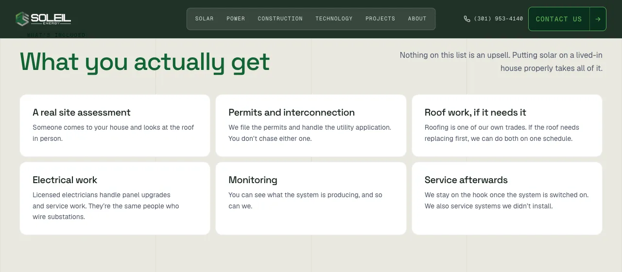 New residential solar page, no certification